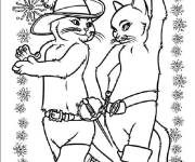 Coloriage Chat bott&eacute; et Kitty &agrave; motif