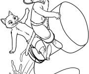 Coloriage Chat Bott&eacute; et Kitty se relancent en air