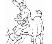 Coloriage Chat bott&eacute; et l'&acirc;ne Shrek