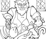 Coloriage chat bott&eacute; et l'orge g&eacute;ant
