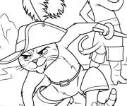 Coloriage Chat bott&eacute; et le combat contre Kitty