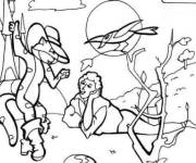 Coloriage Chat bott&eacute; et le marquis de Carabas dans le desert