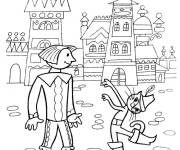 Coloriage Chat Bott&eacute; et le Marquis devant le ch&acirc;teau