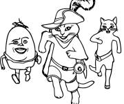 Coloriage Chat Bott&eacute; et ses amis dessin&eacute; &agrave; la main