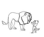 Coloriage et dessins gratuit Chat Bott&eacute; qui parle au monstre à imprimer