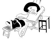 Coloriage Chat Bott&eacute; se repose sur la chaise longue