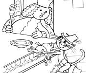 Coloriage Chat Bott&eacute; sur la table de roi