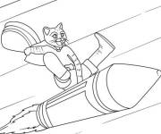 Coloriage Chat Bott&eacute; sur le fus&eacute;e