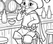 Coloriage Chat pott&eacute; au bar