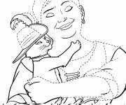 Coloriage Chat pott&eacute; avec sa m&egrave;re adoptive