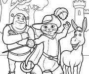 Coloriage Chat Pott&eacute; avec Shrek et l'ane