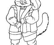 Coloriage Chat Pott&eacute; avec un manteau