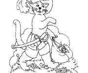 Coloriage Chat Pott&eacute; avec un sac des souris