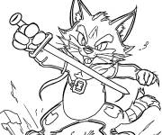Coloriage Chat pott&eacute; en action