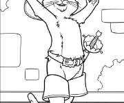 Coloriage Chat Pott&eacute; en dansant