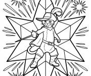 Coloriage Chat pott&eacute; en &eacute;toile