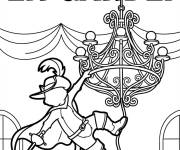Coloriage Chat pott&eacute; est suspendu &agrave; un lustre