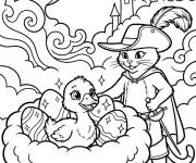 Coloriage Chat Pott&eacute; et Goose sur l'oeuf