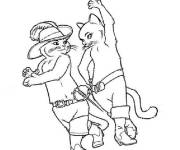 Coloriage Chat Pott&eacute; et Kitty dansent