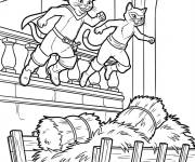 Coloriage Chat pott&eacute; et Kitty sautent dans le foin