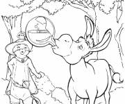 Coloriage Chat Pott&eacute; et l'&acirc;ne de cartoon