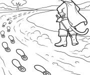 Coloriage Chat pott&eacute; et l'empreinte des pieds