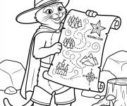 Coloriage Chat Pott&eacute; et la carte du tr&eacute;sor