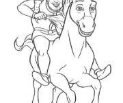 Coloriage Chat Pott&eacute; et Shrek &agrave; cheval