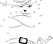 Coloriage et dessins gratuit Chat pott&eacute; par num&eacute;ro &agrave; compl&eacute;ter à imprimer