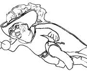 Coloriage Chat pott&eacute; sautant avec son &eacute;p&eacute;e