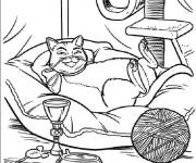 Coloriage Chat Pott&eacute; se reposant