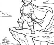 Coloriage Chat pott&eacute; se tient sur la falaise