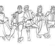 Coloriage Chat pott&eacute;, Shrek en forme humaine et la famille royale