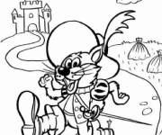 Coloriage Chat Pott&eacute; sortant du ch&acirc;teau