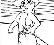 Coloriage Chat Pott&eacute; style cowboy