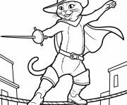 Coloriage Chat pott&eacute; sur corde raide