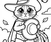 Coloriage Chat pott&eacute; triste