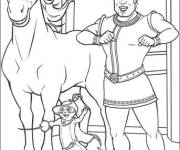 Coloriage Cheval, Shrek l'humain et le Chat Pott&eacute;