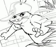 Coloriage Courage du chat pott&eacute;