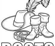 Coloriage &Eacute;quipement de Chat Pott&eacute;  Chapeau, Bottes, Plume