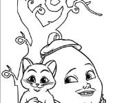 Coloriage Humpty Dumpty, le chat bott&eacute; et le haricot