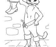 Coloriage Kitty avec les bottes de Le Chat Pott&eacute;