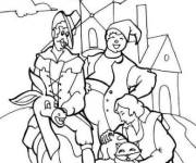Coloriage Le Chat bott&eacute; avec le menuisier