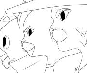 Coloriage Le Chat Pott&eacute; et le chats de dessin anim&eacute;