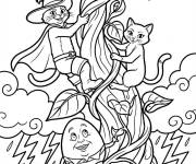 Coloriage Les amis escaladent le haricot magique orageux