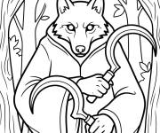 Coloriage Loup mal&eacute;fique du film du Chat Pott&eacute;