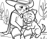 Coloriage Perrito et chat pott&eacute; se trouvent triste