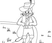 Coloriage et dessins gratuit Personnage Chat Bott&eacute; marche tout seul à imprimer
