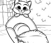 Coloriage Petit Chat Pott&eacute; mignon sous le chapeau
