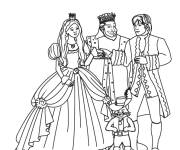 Coloriage et dessins gratuit Photo de la famille royale avec le chat bott&eacute; à imprimer